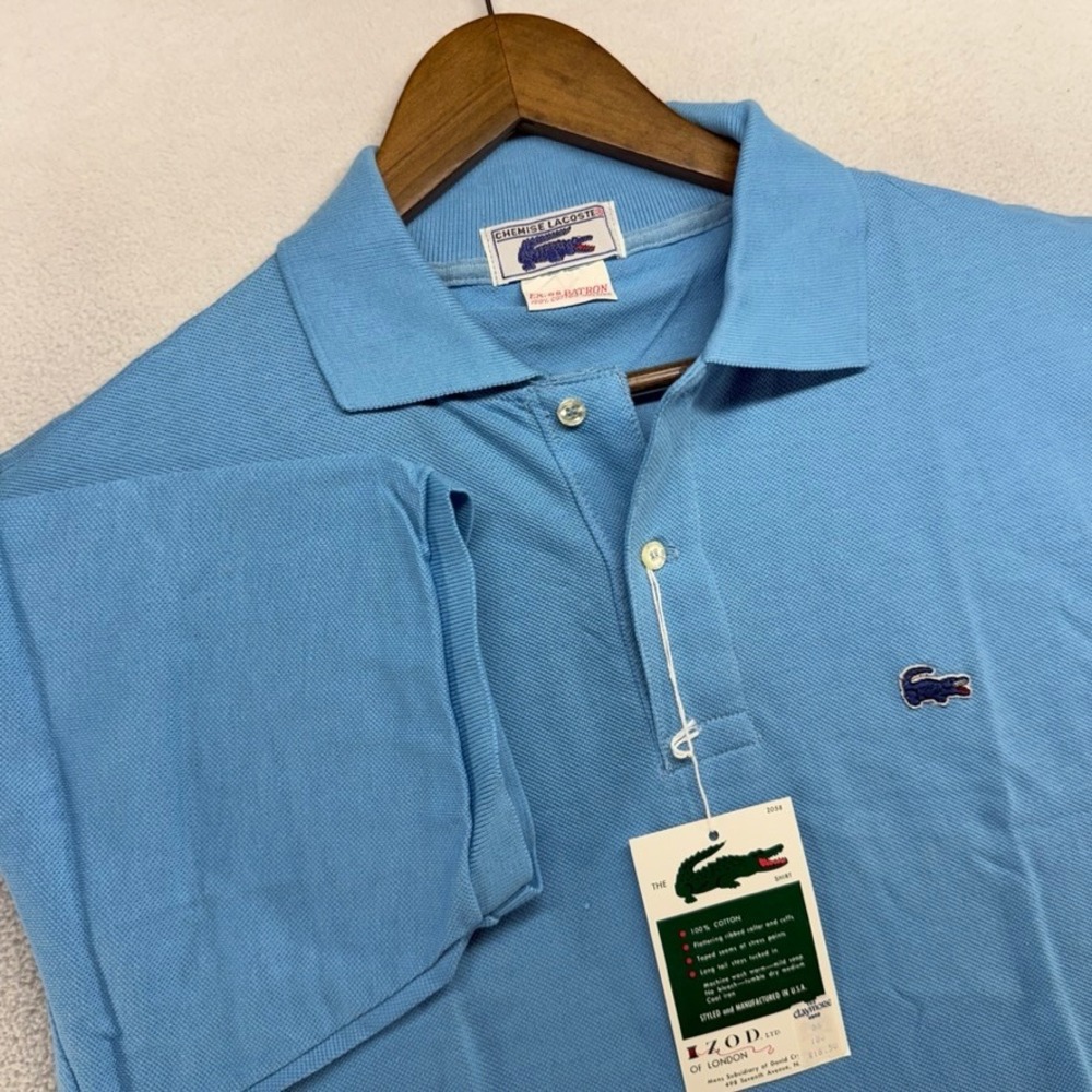 Vintage Lacoste Polo Shirt Mens XL EX patron Blue Vintage Tennis Deadstock 70s